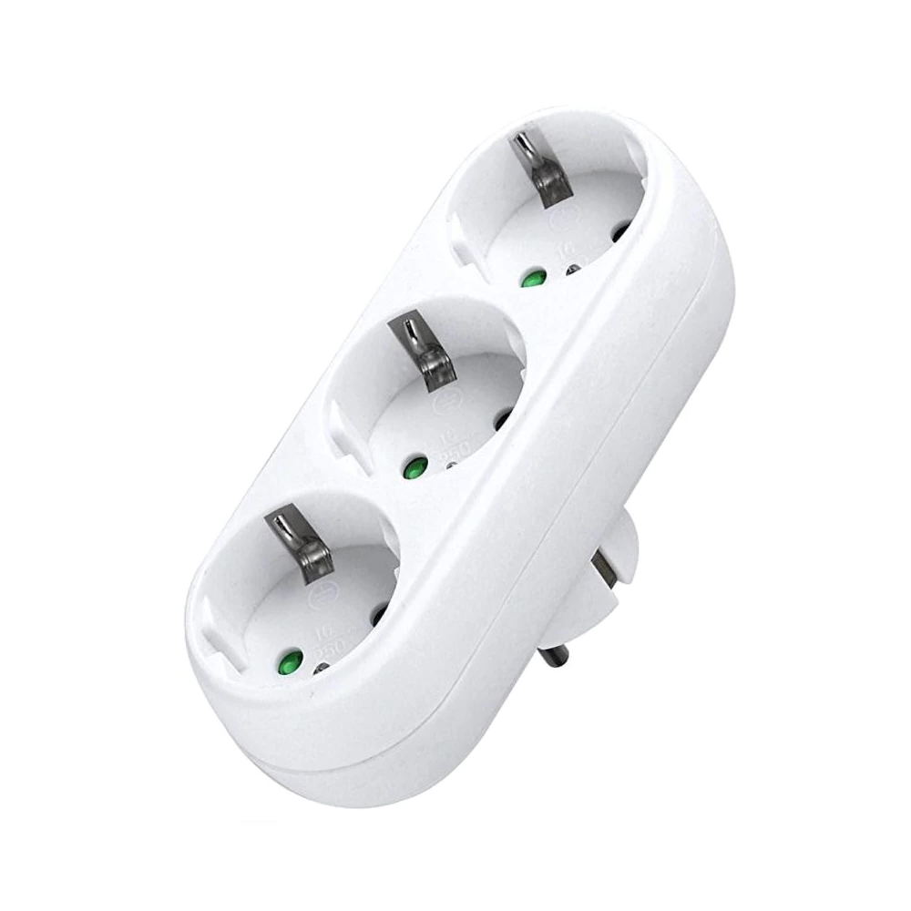 OEM Electric Power Strip 1 to 3 way, 220V, Without cable, White - 17707