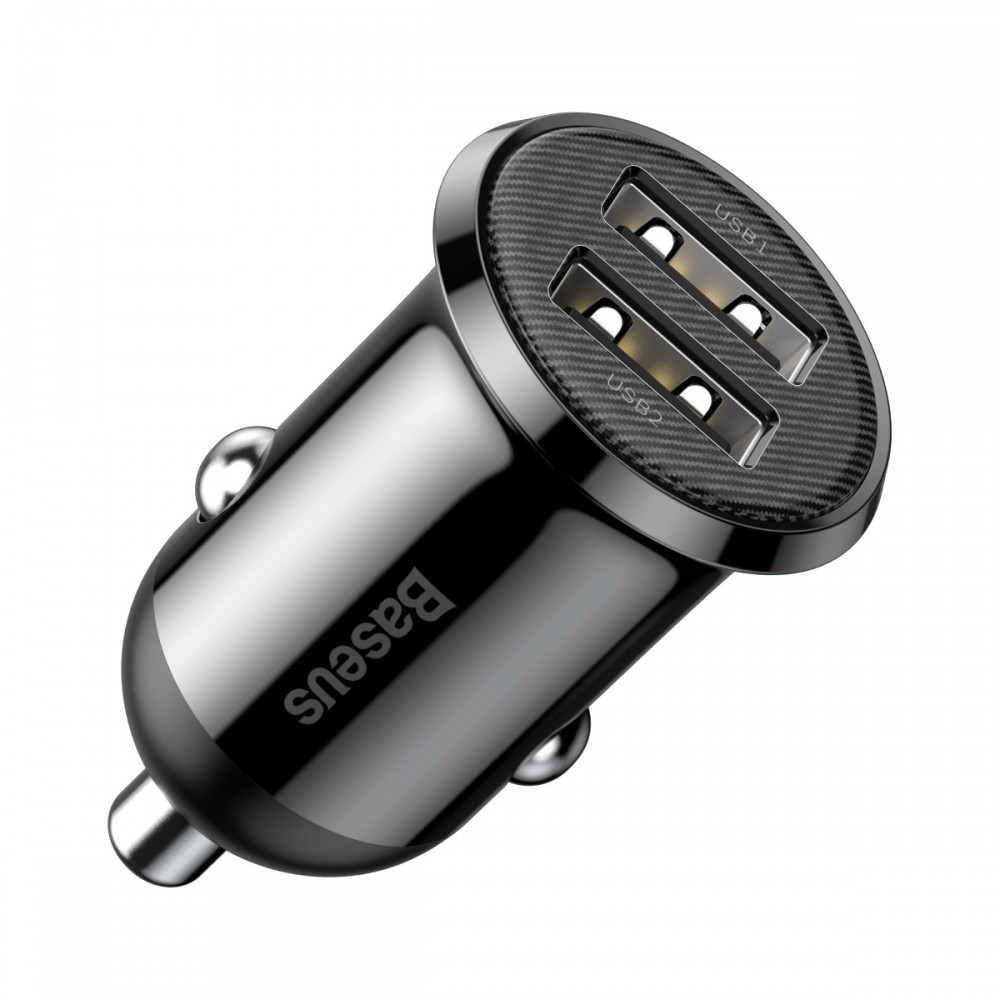 Baseus Grain Pro Car socket charger 4.8A, 2 x USB, Black - 40509