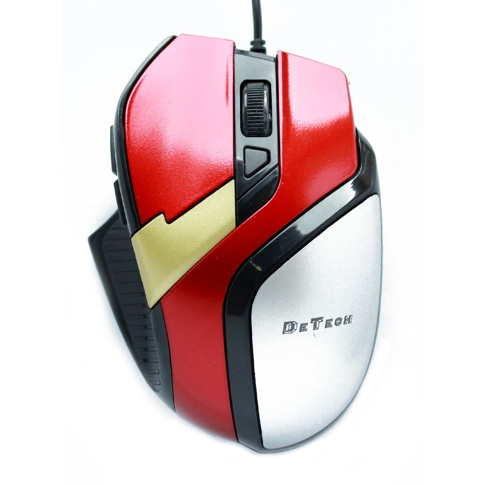 DeTech Mouse Optical 6D Wired, Black/Red - 902 