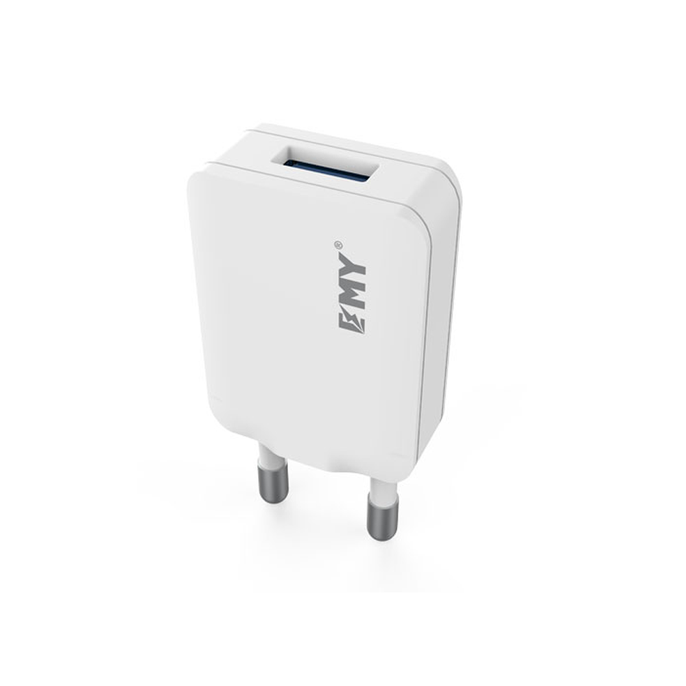 EMY MY-223 Network charger,5V 1.0A, Universal , 1xUSB, without cable, White - 14435