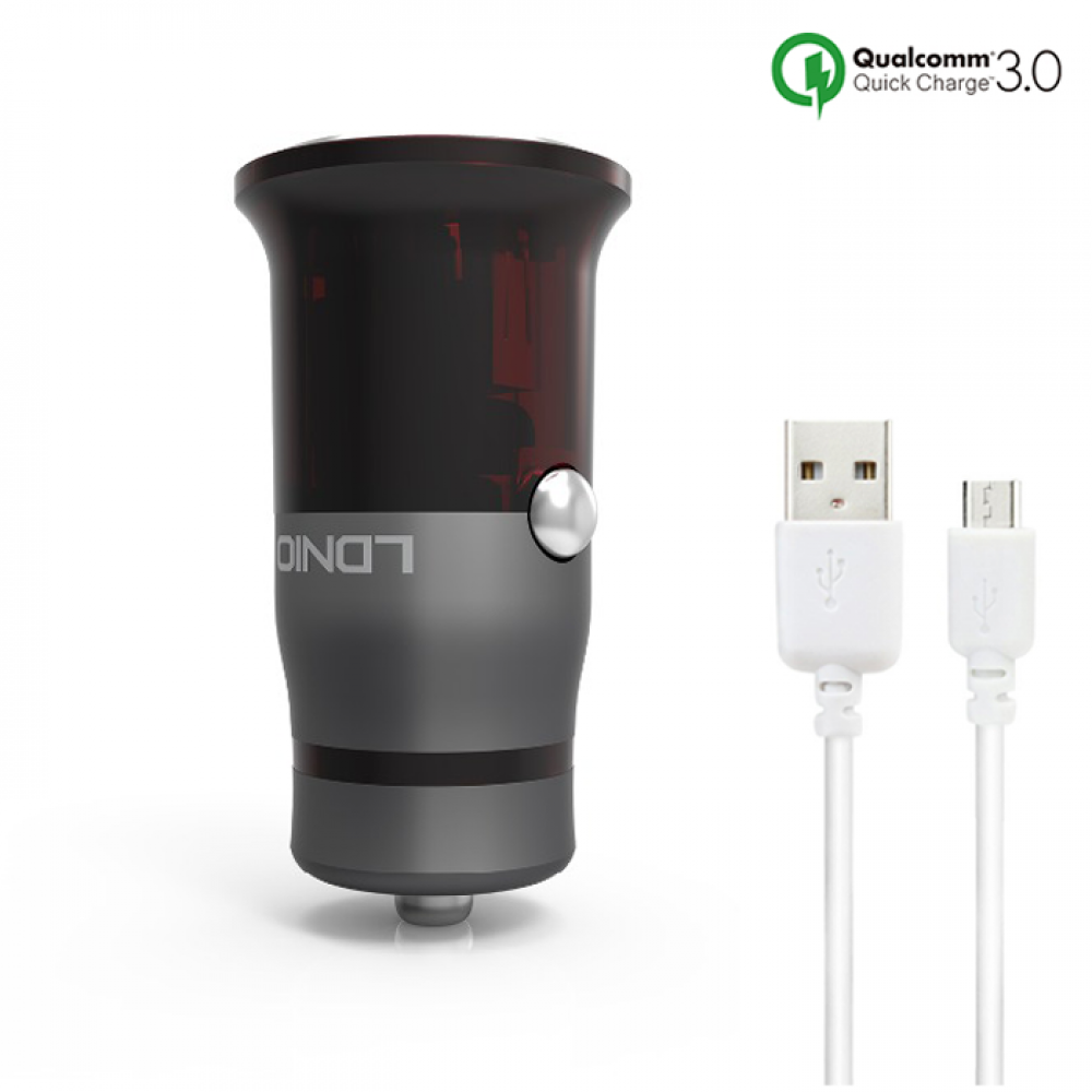 LDNIO C304Q Car socket charger, Quick Charge 3.0, With Lightning Cable (iPhone 5/6/7) - 14466
