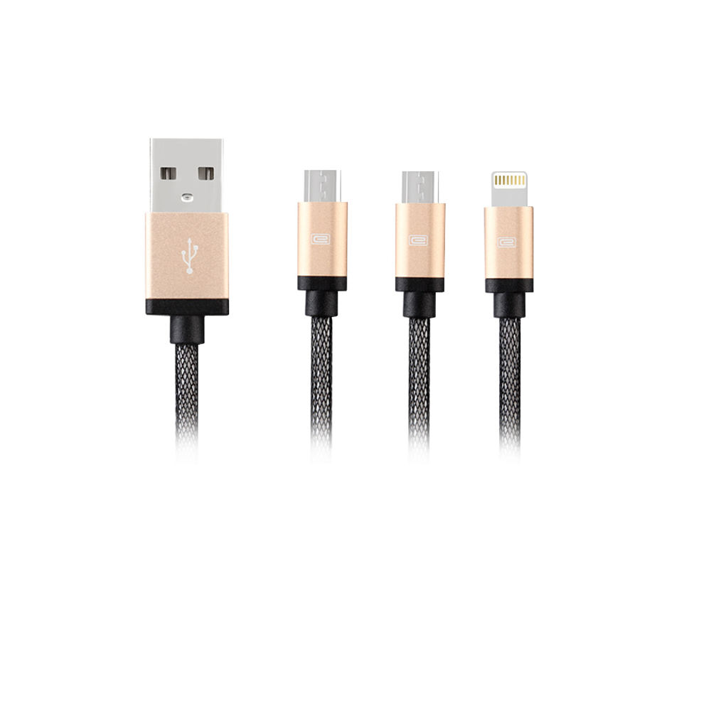 Earldom, 3in1,Data cable,2xMicro USB+Lightning(iPhone 5/6/7/SE),1.0m,Different colors-14907