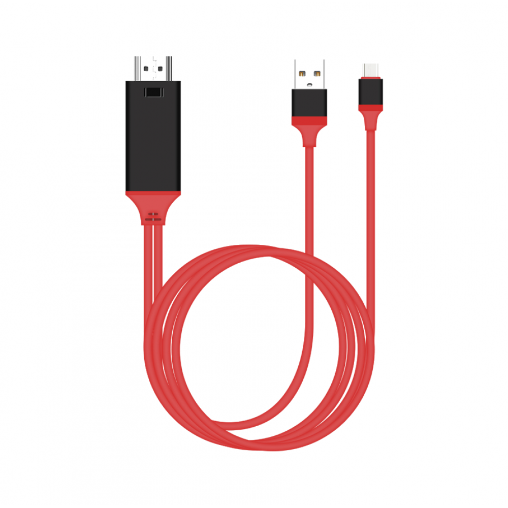 Earldom WS8C,Cable Type C MHL - HDMI + USB, 2.0m, Red - 14929