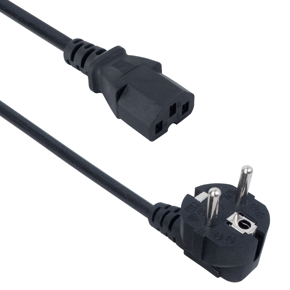DeTech, For PC,Power cord CEE 7/7 - IEC C13, High Quality, 5.0m - 18319