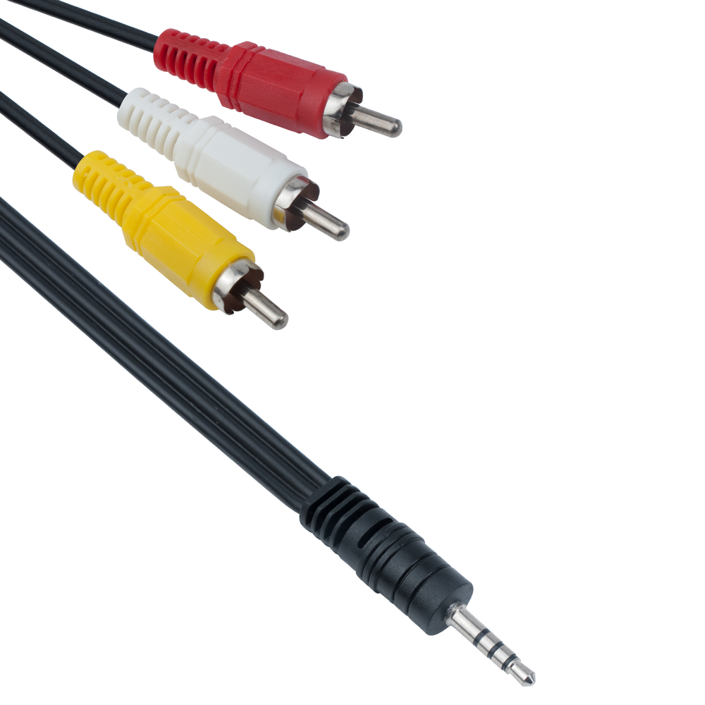 DeTech Audio cable 3.5 - 3RCA, 1.8m - 18183