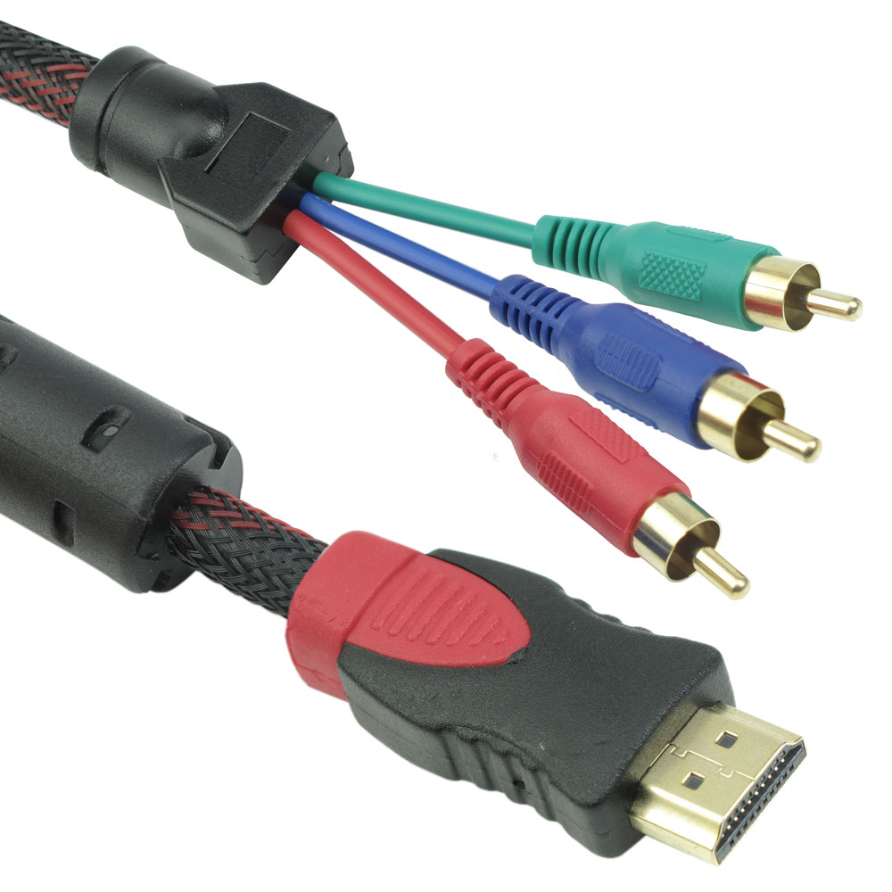 DeTech Cable HDMI 3 RCA, 1.8m, HQ - 18188 