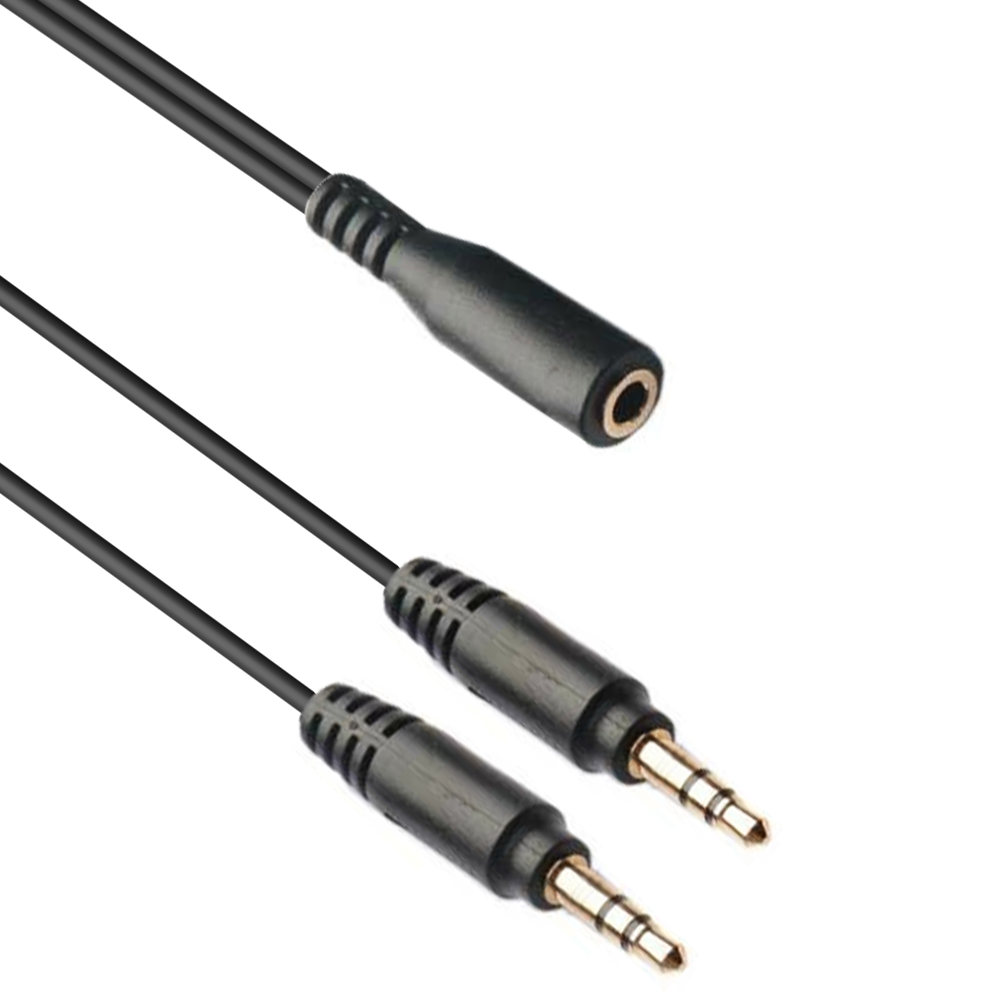 Yookie,Audio adapter Splitter, 3.5mm F - 2x3.5mm M, For headphones, 23cm, Black - 18323