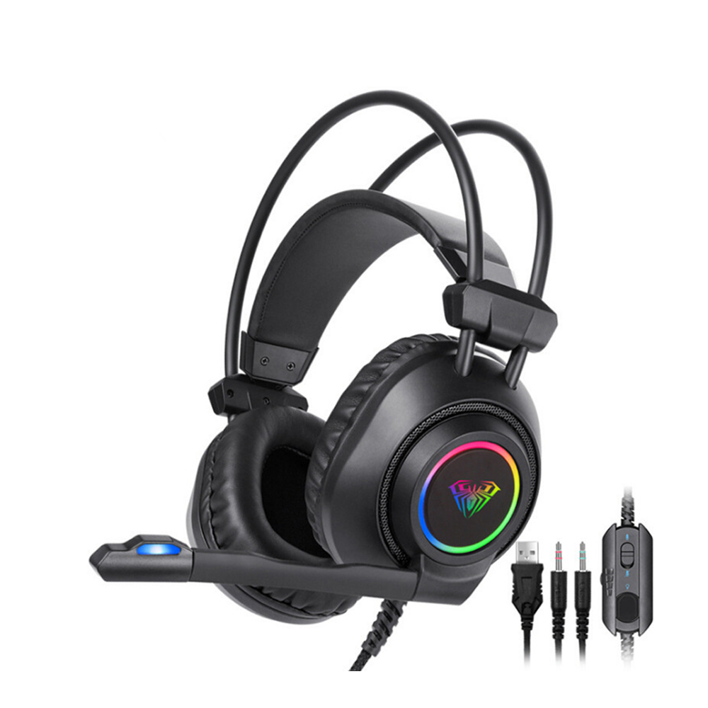 Aula S600,Headphones For PC, Backlit, Microphone, USB + 3.5mm, Black - 20603