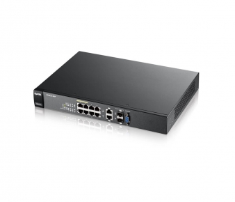 ZyXEL GS2210-8HP Switch, 8x GbE PoE+ port + 2x SFP/RJ45, L2+, IGMP, MVR, DHCP, ARP, managed