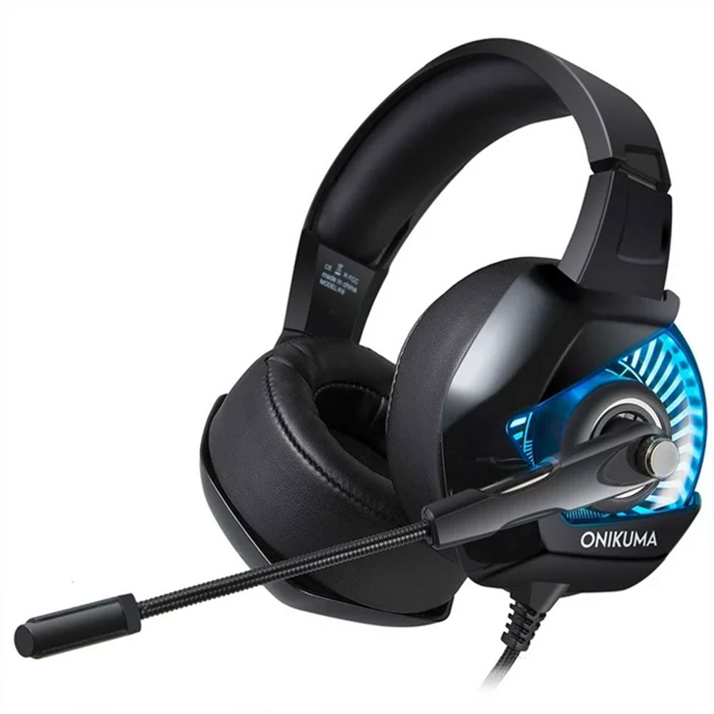 Onikuma K6 Blue,Headphones For PC, Microphone, Backlit, 3.5mm, USB, Black - 20746