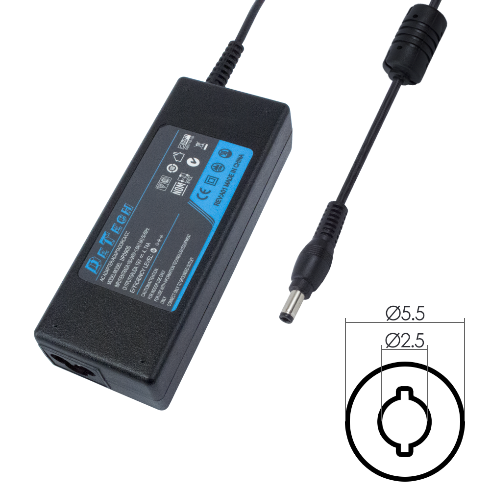 DeTech Laptop Adapter for HP 90W 19V 4.74A 5.5*2.5 - 239