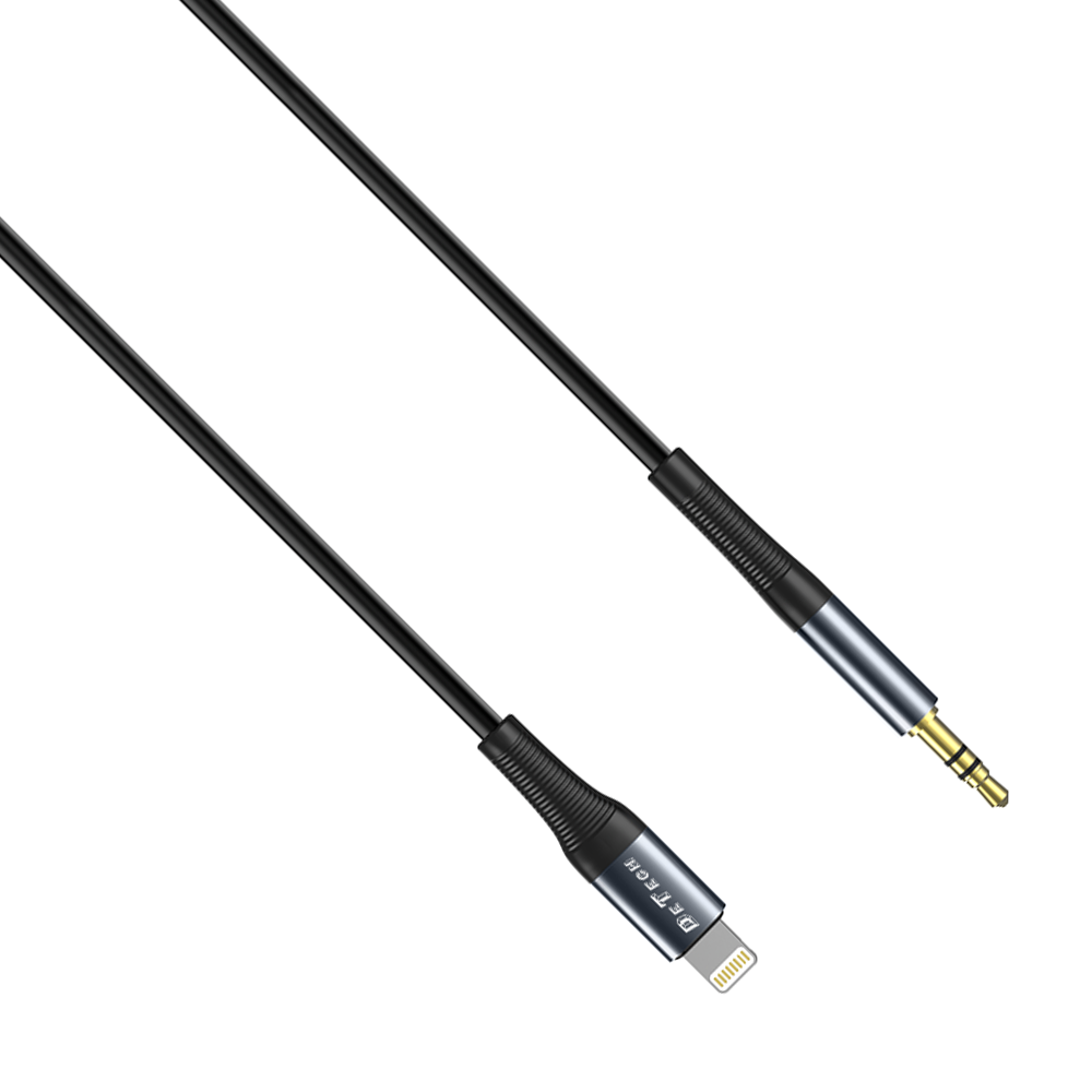 DeTech DE-42iA,Audio cable 3.5mm to Lightning, 1.0m, Black - 40257