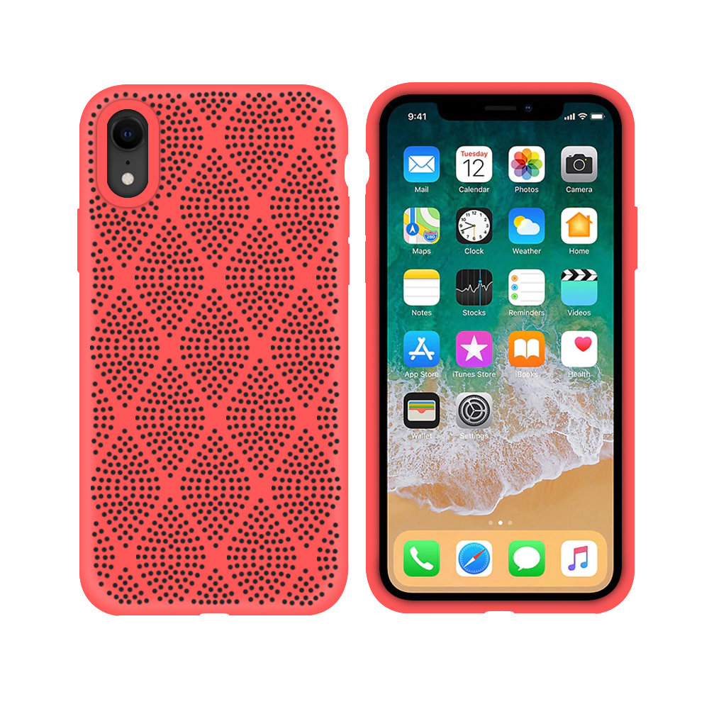 OEM Silicone case For Apple iPhone XR, Grid, Pink - 51638