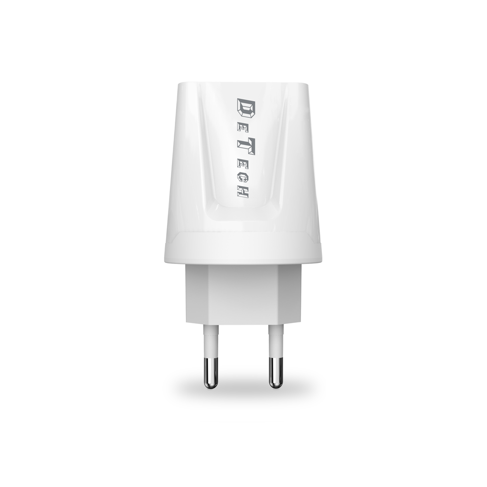 DeTech, DE-01, Network charger, 5V/2.1A, 220V, 1 x USB, White - 14118