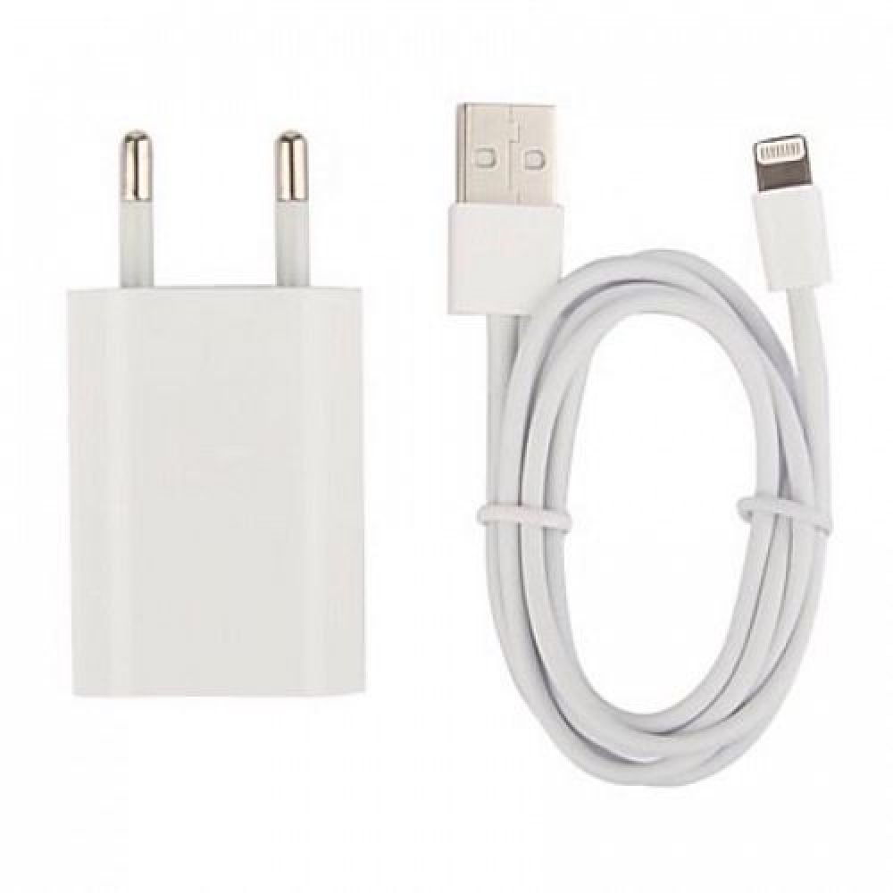 OEM Iphone 5/5S/5C/6/6S, USB adapter 5V/1A 220A, Network charger Travel Data cable - 14075