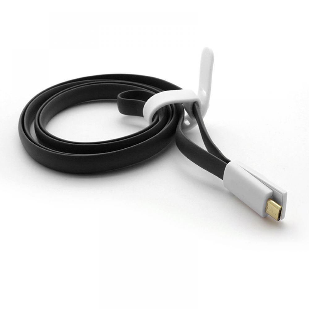DeTech Data cable USB - micro USB, Flat, With magnet, 20cm - 14287
