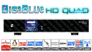 GIGABLUE HD QUAD 1.3 Mhz DUAL CORE LINUX E2 SAT Receiver Δορυφορικος Δεκτης 