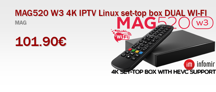 MAG520 W3 4K IPTV Linux set-top box DUAL WI-FI
